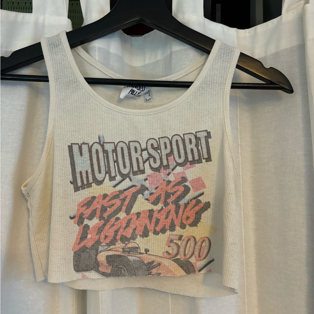 Princess Polly Cream Motorsport Crop Top